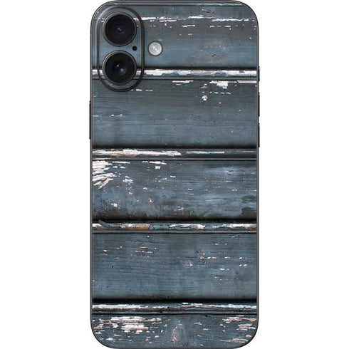 Chipped Blue Wood iPhone 16 Plus Skin